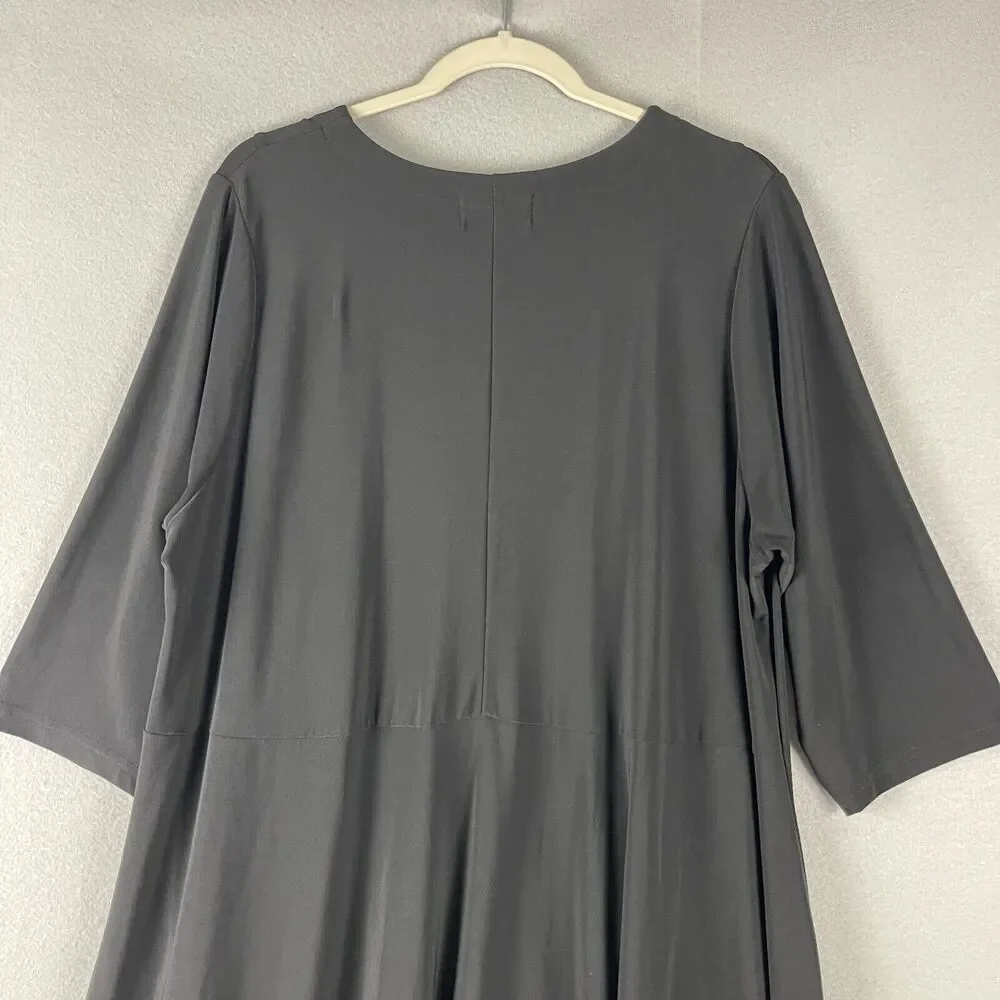 Sympli Grand Tunic Dress Womens 2G Black Rhinestone Mesh Asymmetrical Lagenlook‎